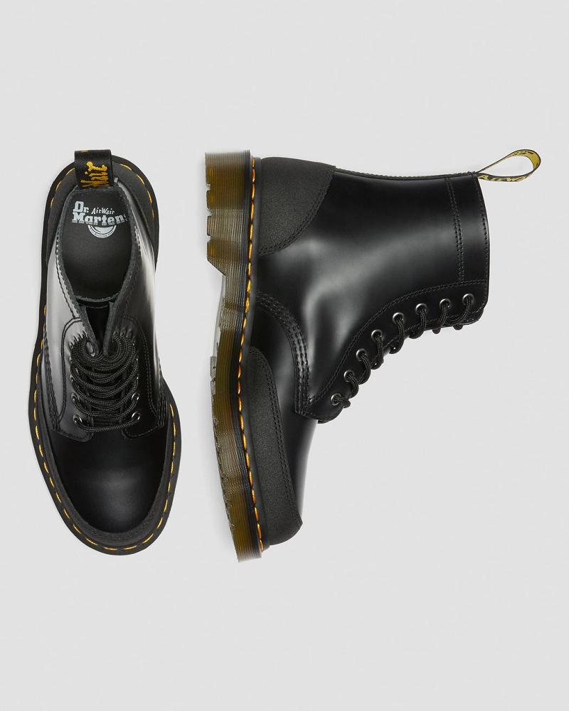 Dr Martens 1460 Guard Panel Leren Veterlaarzen Heren Zwart | NL 295RVD